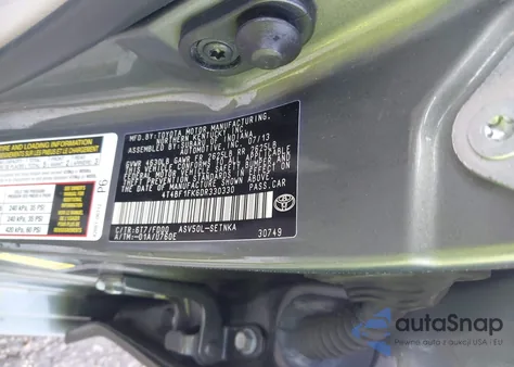 2013 Toyota Camry Le z USA, uszkodzony, nr VIN 4T4BF1FK6DR330330